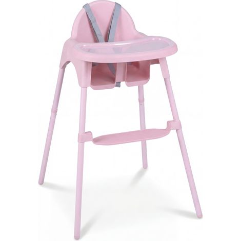 Seggiolone convertibile 4 in 1 per bambini con vassoio regolabile, rosa