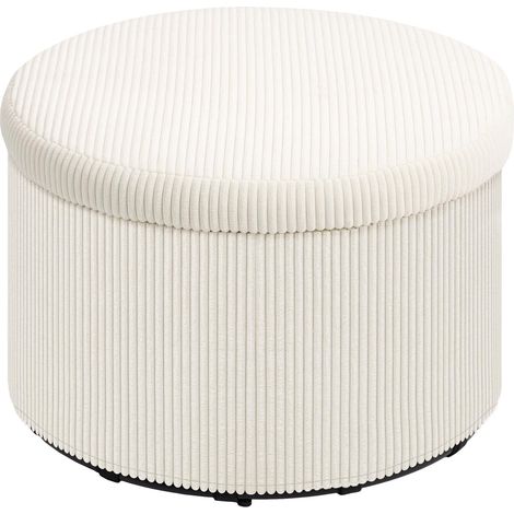 Taburete con espacio de almacenamiento taburete con tapa, taburete otomano redondo con aspecto de cuerda para salón, dormitorio 60 x 60 x 41 cm beige Aosom