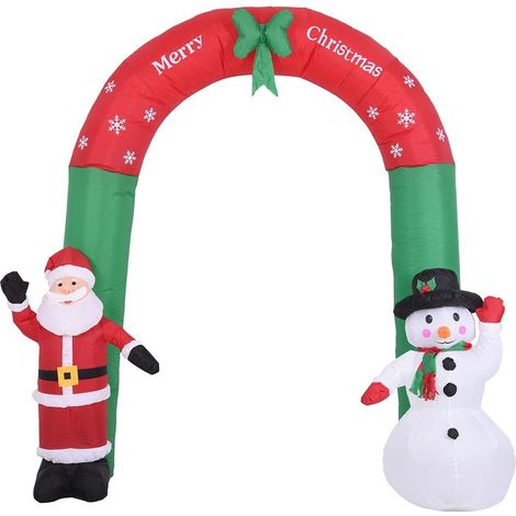 Décorations de Noël géantes gonflables 2,4 m avec Père Noël et Bonhomme de neige, kit d'ancrage inclus, éclairage LED intégré, résistant aux intempéries IP44, idéal pour jardin ou terrasse (250 cm). (1/5)