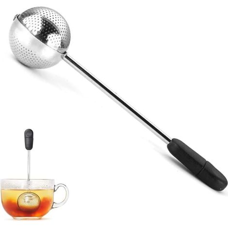 Infuseur boule à thé rotative Cuillère passoire en Poignée ergonomique Filtre innovant et astucieux Acier inoxydable Acier (1/5)