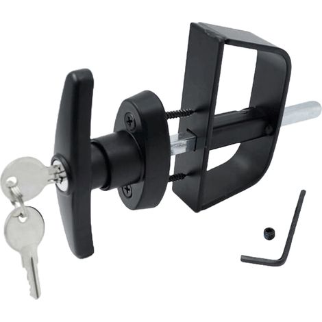 Kit de verrouillage de porte de cabanon avec poignée en T et deux clés de 11,4 cm (4-1/2 po) pour cabanes de jeux, poulaillers, caravanes, abris de jardin et granges. Quincaillerie en alliage de zinc. (1/5)