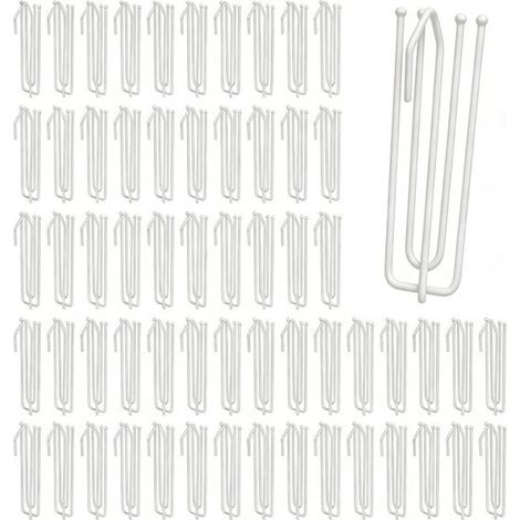60 ganci per tende in acciaio inox con 4 denti per nastro a pieghe - metallo - per pieghe di tende (1/5)