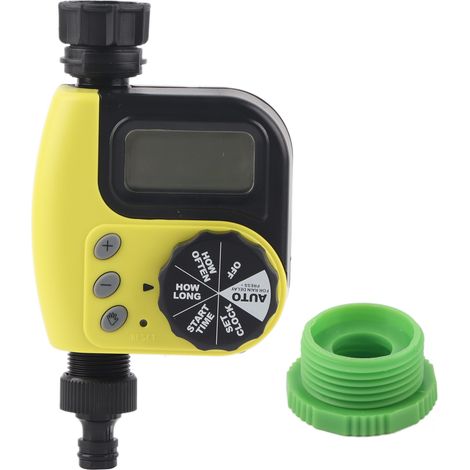 Programmateur d'arrosage électronique automatique pour jardin, avec écran digital et fonction pluie, réglage précis durée et fréquence, raccord G3/4, jaune (1/5)