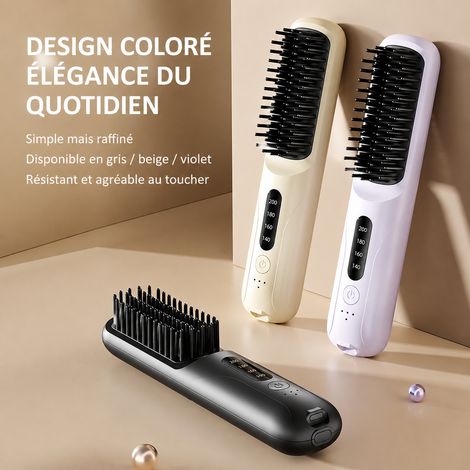 Mini brosse lissante sans fil rechargeable USB violet lavande usb rechargeable réf 20,5 × 43 × 47 cm 259 g – Livraison gratuite (1/5)