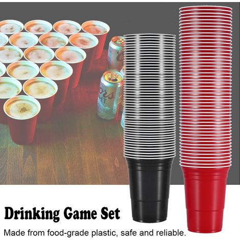 Beer-Pong-Set, Beer-Pong-Trinkspiel-Set, Beer-Pong-Becher (50 rote Becher, 50 schwarze Becher) (1/5)