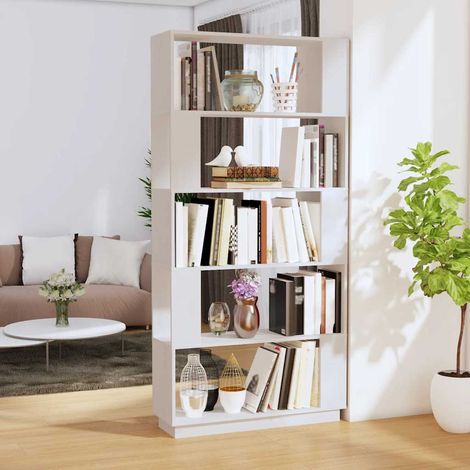 Bücherregal/Raumteiler Weiß 80x25x163,5 cm Massivholz Kiefer
