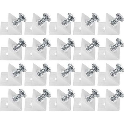 20 Pièces Cales en Plastique pour Meuble Tiroir, Équerre De Fixation, Connecteur Arrière Stabilisateurs, Fond de Tiroir Connecteur avec Vis, pour Réparer Affaissement Étagère Meuble (1/4)