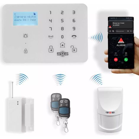 Ultra Secure – Alarme maison GSM sans fil – Centrale 4G avec 1 détecteur PIR et 1 détecteur d'ouverture – 2 télécommandes – Alimentation 9-24V DC