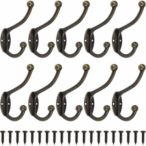 Tigrezy Retro Vintage Wandgarderobenhaken, Metall-Türhaken für Bad, Küche, Schlafzimmer, Flur, 10 Stück, Bronze (1/5)