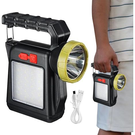 Lampe torche - Torche solaire - Compacte de main, outil d'éclairage de camping outdoor, portable rechargeable, pour randonnée (1/5)