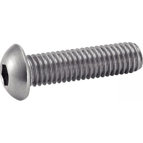 Vis à métaux tête bombée, hexagonale creuse inox - Longueur: 20 - Qualite Inox: A2 - Diamètre: 4 (1/3)