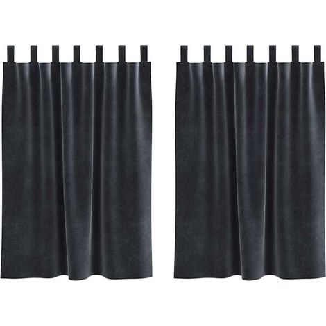 Rideaux occultants, ensemble de 2 pièces, gris foncé, 140 x 140 cm, matière velours. (1/5)