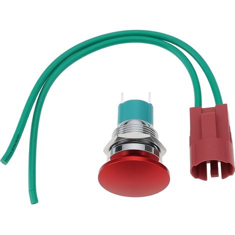 Interrupteur à Bouton-poussoir Momentané à Tête Champignon de 19 Mm 12 V 10 A étanche SPST avec Fil Rouge (1/5)