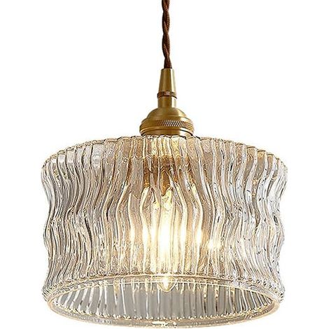 Suspension LED 4W Lumière Chaude Jour en Verre Ondulé Ø16cm Câble Ajustable 1.5m Éclairage Décoration pour Intérieur/Extérieur (Culot E27) (1/4)
