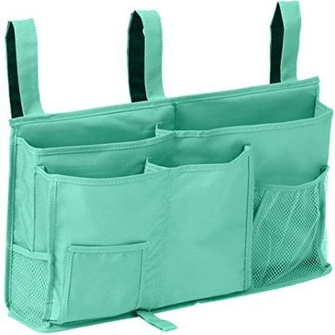 Bolsa de almacenamiento para literas (verde claro), organizador colgante para cama, 8 bolsillos, para dormitorios de estudiantes, camas de hospital y barandillas de cuna, tela Oxford 600D (1/5)