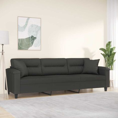 vidaXL Sofá 3 plazas almohadas y cojines microfibra gris oscuro 210 cm (1/5)