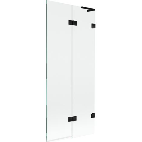 Paravent de bain Mexen Lunar L 2 volets droit 80 x 150 cm, transparent, noir - 897L-080-100-70-00-P (1/5)