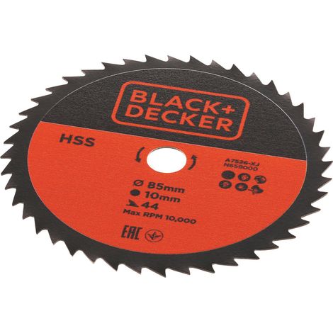 Black+Decker LAMA HSS A7526-XJ PER MINI SEGA CIRCOLARE Ø mm. 85 - 44 denti legno/metallo/pvc