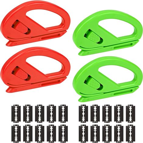 Lot de 4 Cutter D'emballage Cadeau avec 20 Lame Wrapping Paper Cutter Papier Cadeau Coupe Papier D'emballage Coulissant pour Anniversaires Vacances Bricolage (1/5)
