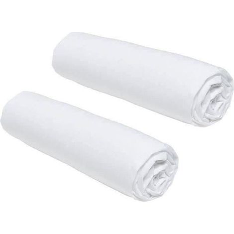 Lot de 2 draps housses TODAY Essential - 160 x 200 cm - 2 personnes - 100% Coton - Craie (1/2)