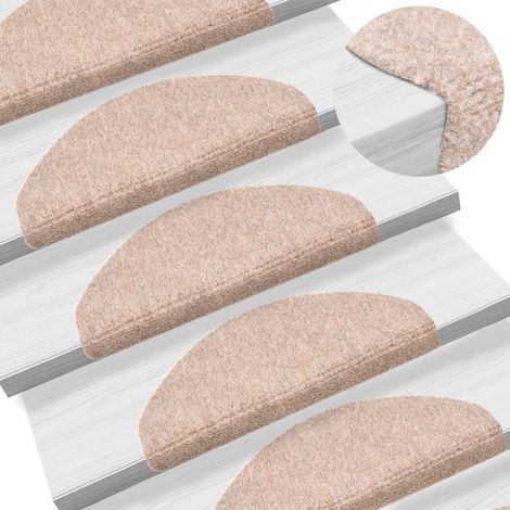 15 pcs Tapis d'escalier auto-adhésif, Tapis de marches, Marchettes D'escalier Poinçon aiguilleté Marron MKS58165 (1/5)