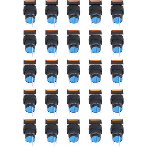 Lot de 25 interrupteurs à bouton-poussoir carrés de 16 mm, autobloquants et autoréinitialisables, avec voyants lumineux, 12 V jaunes. (1/5)