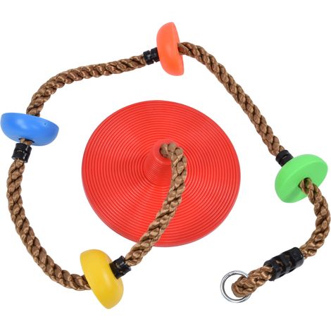 Balançoire disque avec corde d'escalade colorée et très résistante pour enfants, idéale pour l'intérieur et l'extérieur. (1/5)