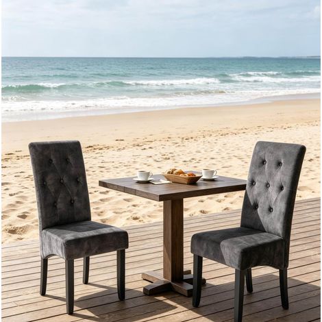 Silla de comedor de terciopelo con respaldo alto, negra, lote de 2 HAVRYA (1/5)