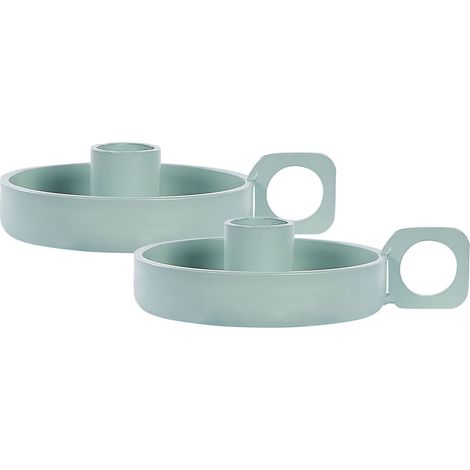 Kerzenständer 2er Set CHORIO Metall 4 cm Mintgrün (1/5)