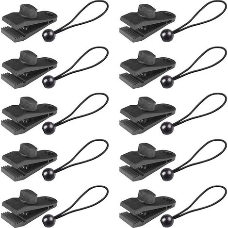 12 Sets Clip de Bâche Tente, clip de verrouillage robuste, clip de tente avec élastique sphérique, couverture en toile, auvent, auvent, camping en plein air (1/5)