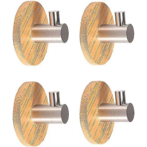 crochets adhésifs pour porte, supports en acier inoxydable 304 et bambou, crochets pour suspendre ceintures, foulards, casques, articles de ménage et de cuisine (1/4)
