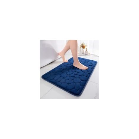 Tappetino da bagno in memory foam blu scuro, 40 x 60 cm, venduto singolarmente, assorbente e antiscivolo, adatto per bagno e soggiorno. - Crezuo