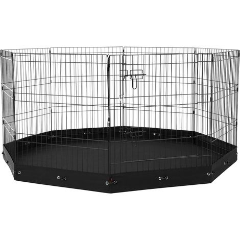 Mophorn Laufstall für Hunde, 8 Paneele, 76,2 x 61 cm, faltbarer Laufstall aus Metall für Haustiere, Innen-/Außenzaun mit Tür und Bodenpolster aus 600D Oxford-Gewebe für Hunde, Katzen, Kleintiere (1/5)