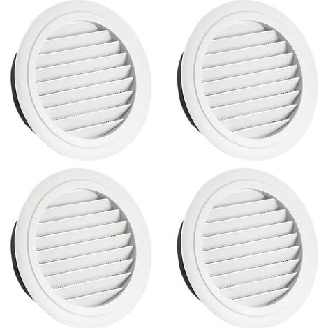 4 Pièces Grille Ventilation, Grille Aeration 100mm, Grille de Ventilation, Grille Aeration Ronde, Grille de Ventilation Ronde, Grille D'aération Extérieure Protection Contre les Lnsectes Blanc (1/5)