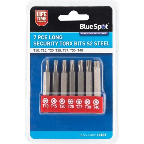 Blue Spot Tools 7 Piece Long Security TORX Bits