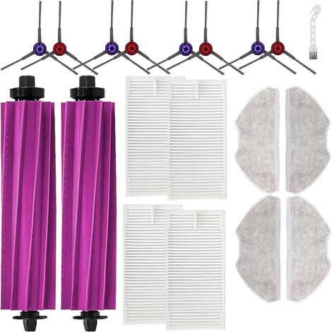 Lot de 19 pièces de rechange pour aspirateur Eurek a E20 Plus avec 2 brosses principales, 4 lingettes, 4 filtres, 8 brosses latérales, 1 brosse de nettoyage (1/5)