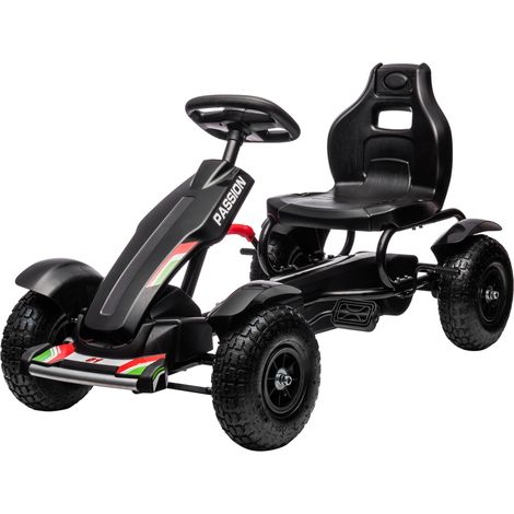 Kart à pédales enfant – Siège réglable 3 positions – Frein à main – De 5 à 12 ans – Noir