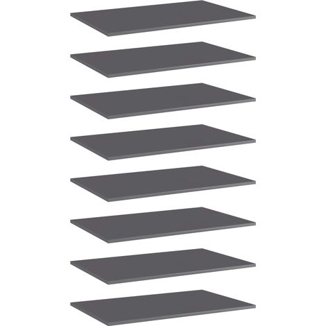 Bücherregal-Bretter 8 Stk. Hochglanz-Grau 80x50x1,5 cm