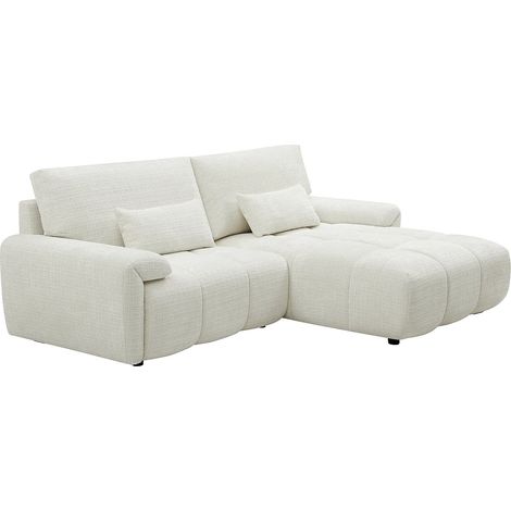 Canapé d'angle droit en tissu chenille blanc cassé ANELKO (1/5)