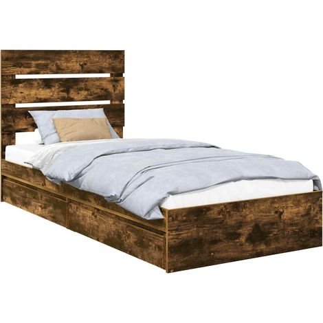 Letto con Contenitore Rovere fumé 90 x 190 cm Legno multistrato vidaXL