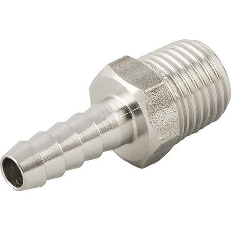 Raccord cannelé RS PRO Droit, Mâle 1/8 pouce Acier inoxydable, 14 MPa, 140 bar ( Prix pour Paquet de 10 ) (1/2)