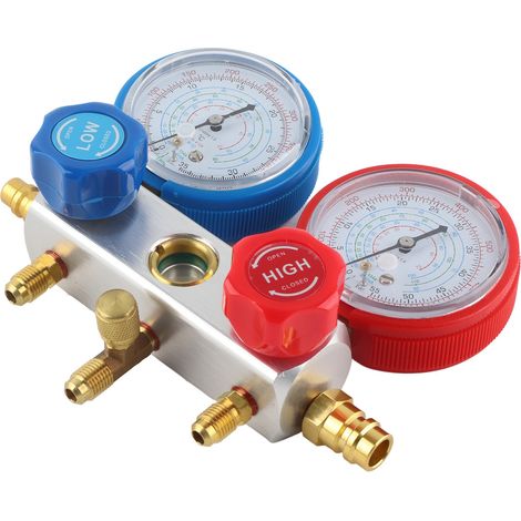 Kit de manomètres de diagnostic 3 voies pour climatisation, outil de charge de réfrigérant pour R410A, R22 et R404 (1/5)