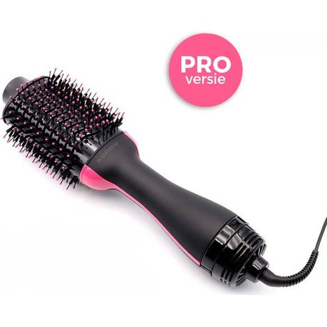 Brosse soufflante 3 en 1, sèche-cheveux volumateur, lissante et boucleuse, revêtement céramique, 1000 W, Ø45 mm, noir/rose