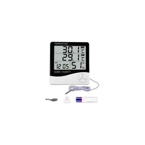 Digitales Thermometer-Hygrometer, Temperatur- und Feuchtigkeitsmesser für Innen- und Außenbereiche, Temperatur- und Feuchtigkeitsmessgerät für Zuhause und Büro – LCD-Bildschirm, Batterie enthalten – T (1/4)