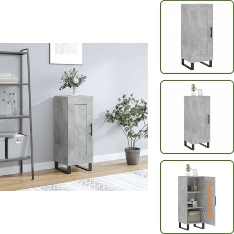 Buffet Gris béton 34,5x34x90 cm Bois d'ingénierie - Buffet Design - Meuble Rangement - Armoire Cuisine - Commode Entrée - Mobilier Gris (1/5)