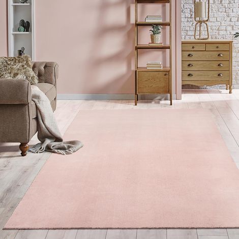 Tapis Moderne Moelleux à Poils Courts, antidérapant, Lavable Jusqu’à 30°C, Super Doux, Aspect Fourrure, pour Salon et Chambre, décoratif, Blush, 160 x 220 cm (1/5)