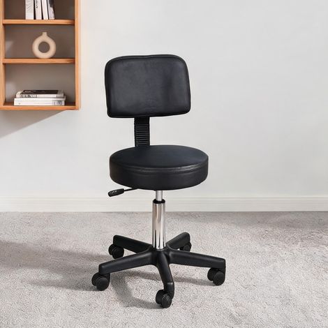 Tabouret coloris noir en similicuir mousse 35 x 35 x 84 cm (1/5)