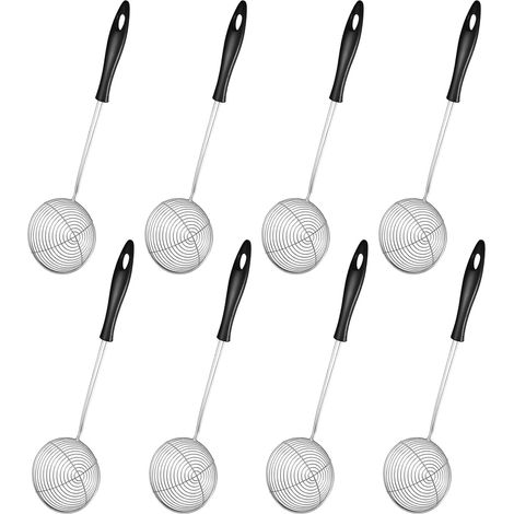 Set di 8 colini per fonduta, scolapasta da cucina in acciaio inox con manici, pratico colino da cucina a maglia fine, per spaghetti, verdure e accessorio per pentola calda (1/5)