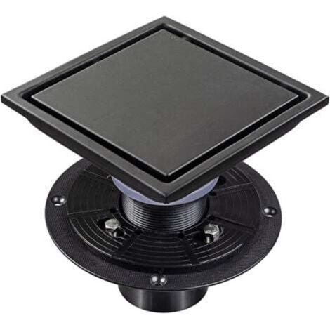 [JAMAIS UTILISÉ] Siphon de sol de douche carré 15 x 15 cm, amovible, en acier inoxydable 304 de qualité alimentaire, noir mat (1/4)