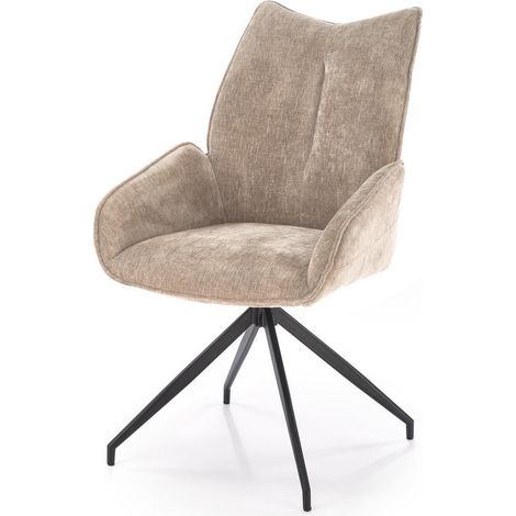 Chaise design pivotante en tissu beige Nadia (1/5)